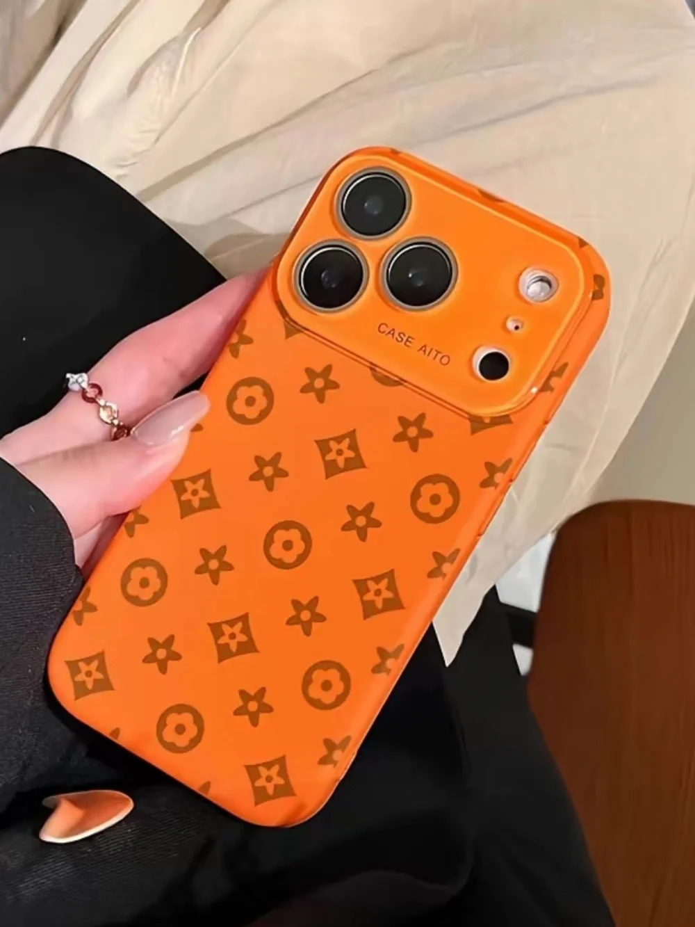 iPhone 17 Pro Max Orange Dopamine Case | Soft Silicone Monogram Style 🧡